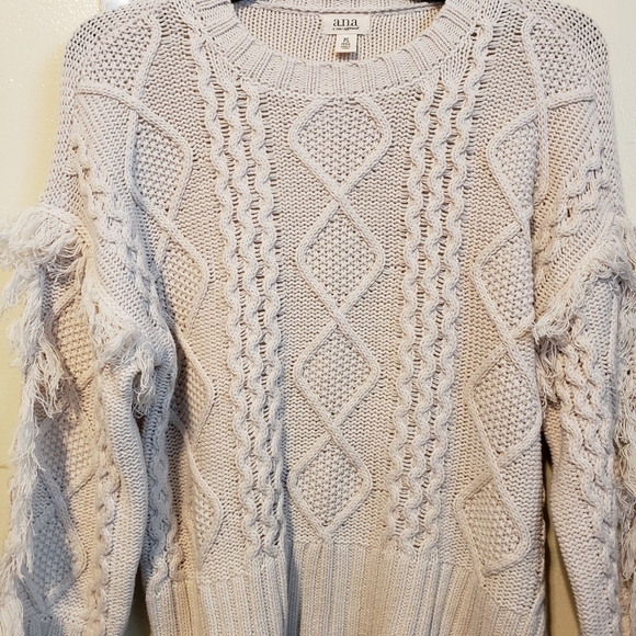 Cotton cable knit fringe crewneck sweater cottagecore praire boho cotton - Picture 4 of 9